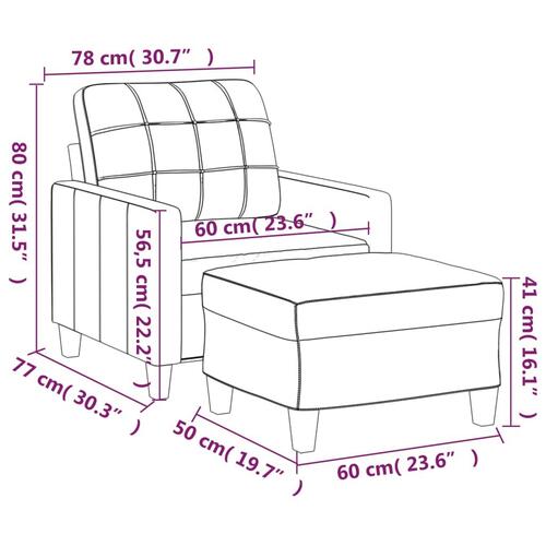 Sofastol med fodskammel 60 cm kunstlæder sort