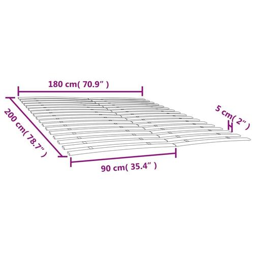 Lamelbund med 34 lameller 2 stk. 90x200 cm