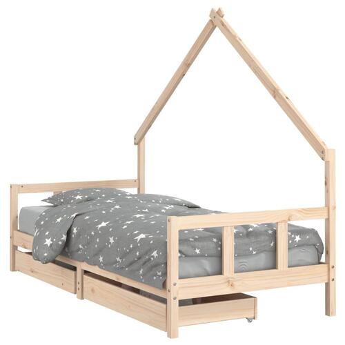 Sengeramme til juniorseng m. skuffer 90x190 cm massivt fyr