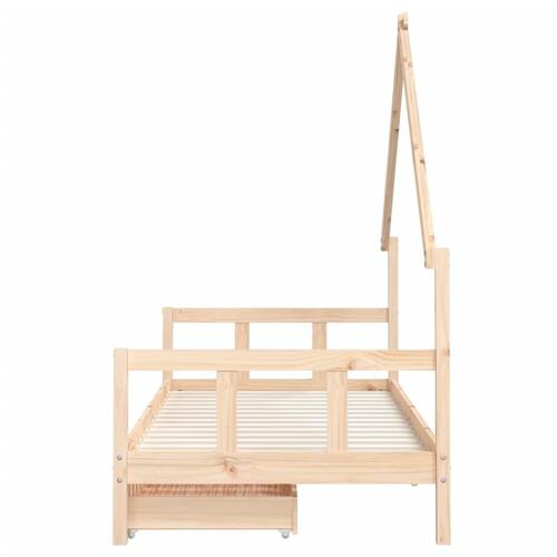 Sengeramme til juniorseng m. skuffer 90x190 cm massivt fyr