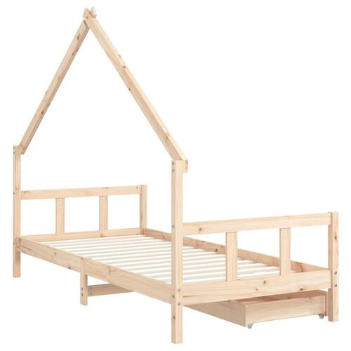 Sengeramme til juniorseng m. skuffer 90x190 cm massivt fyr