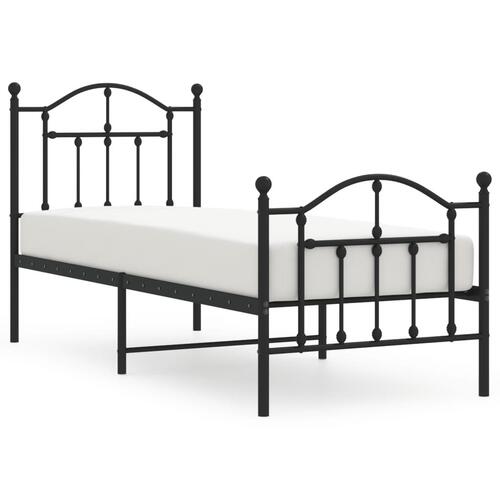 Sengeramme med sengegavl og fodgærde 75x190 cm metal sort