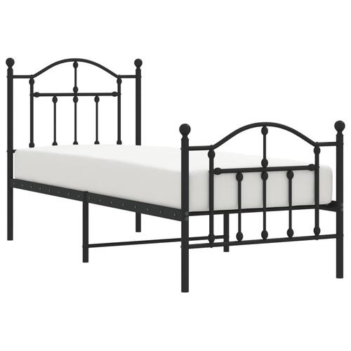 Sengeramme med sengegavl og fodgærde 75x190 cm metal sort
