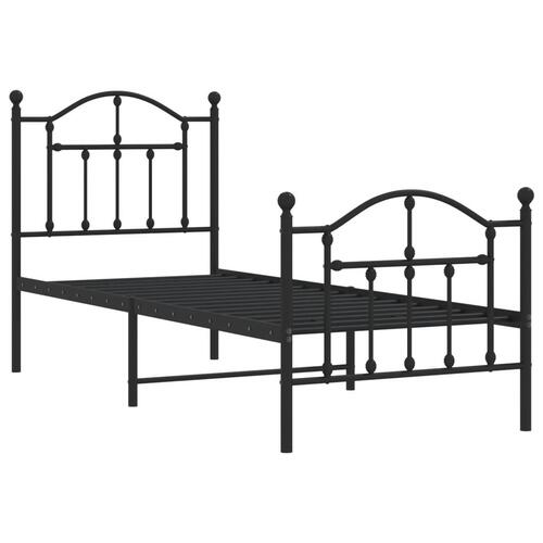 Sengeramme med sengegavl og fodgærde 75x190 cm metal sort
