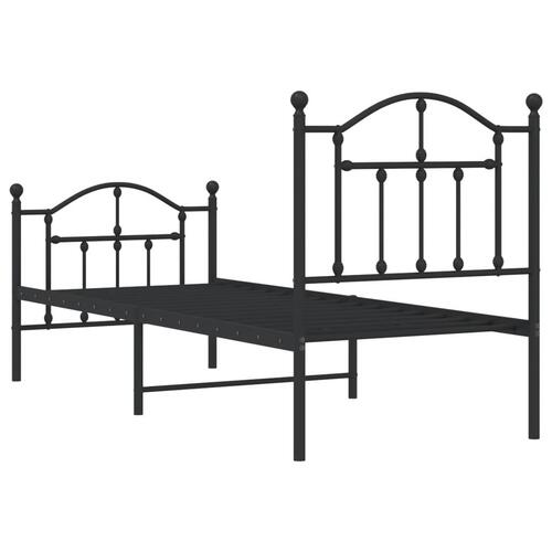 Sengeramme med sengegavl og fodgærde 75x190 cm metal sort