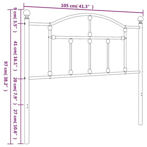Sengegavl 100 cm metal hvid