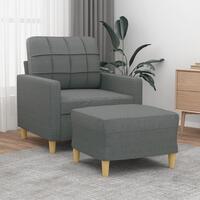 Sofastol med fodskammel 60 cm stof Mørkegrå
