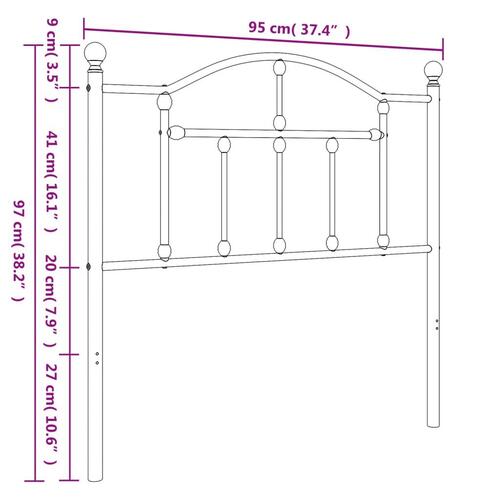 Sengegavl 90 cm metal hvid