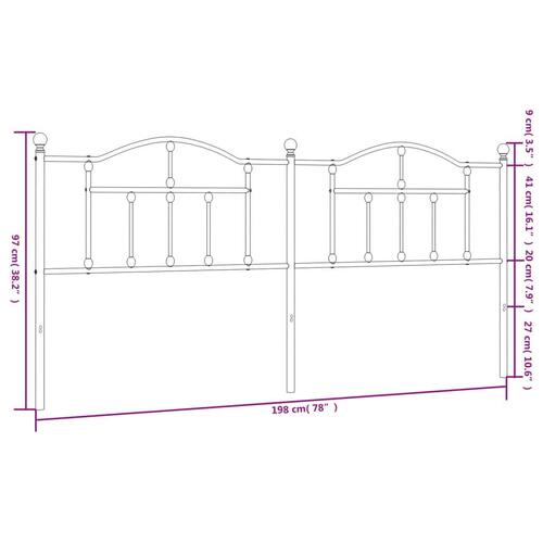 Sengegavl 193 cm metal hvid