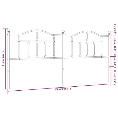 Sengegavl 200 cm metal hvid