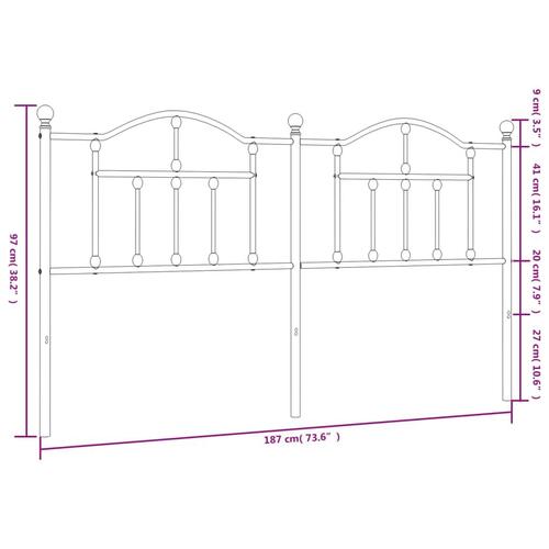 Sengegavl 180 cm metal hvid