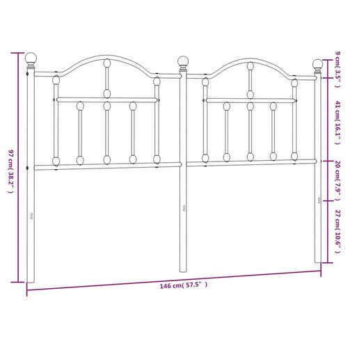 Sengegavl 140 cm metal hvid