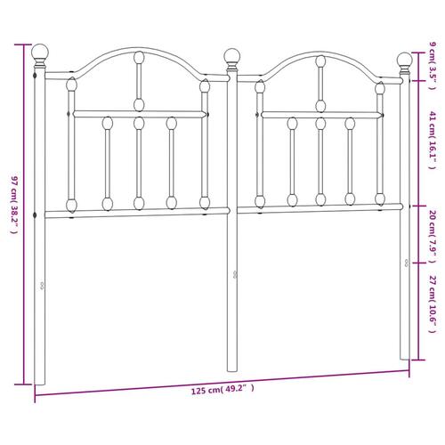 Sengegavl 120 cm metal hvid