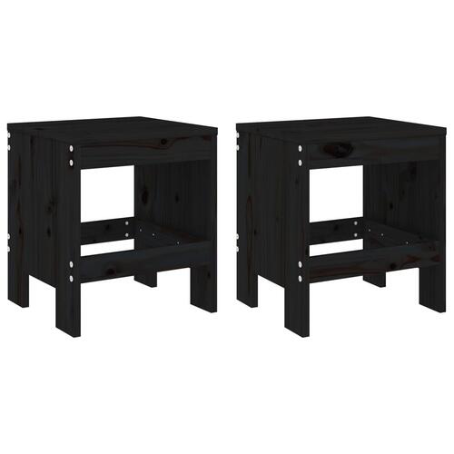 Haveskamler 2 stk. 40x36x45 cm massivt fyrretræ sort