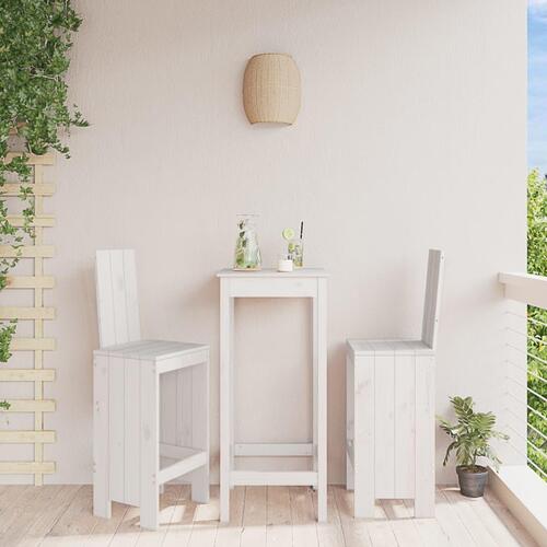Barstole 2 stk. 40x42x120 cm massivt fyrretræ hvid