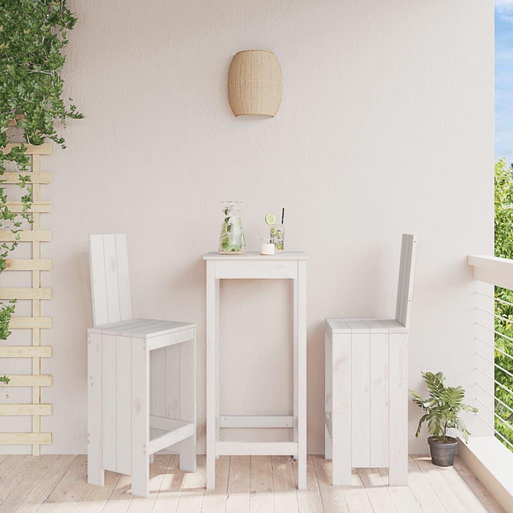 Barstole 2 stk. 40x42x120 cm massivt fyrretræ hvid