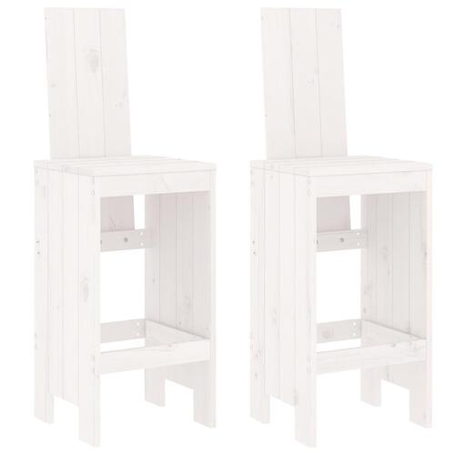 Barstole 2 stk. 40x42x120 cm massivt fyrretræ hvid