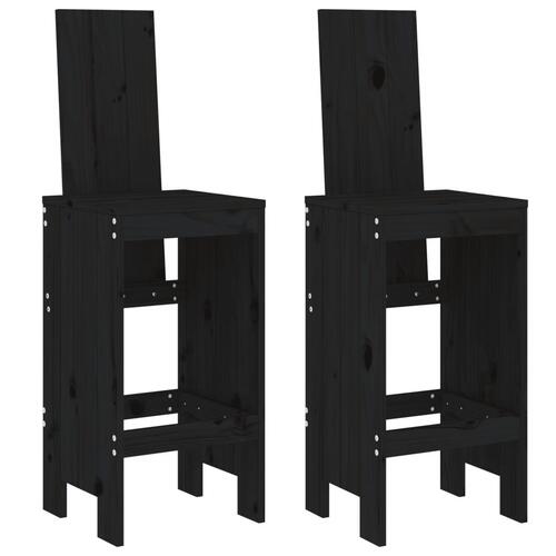 Barstole 2 stk. 40x42x120 cm massivt fyrretræ sort