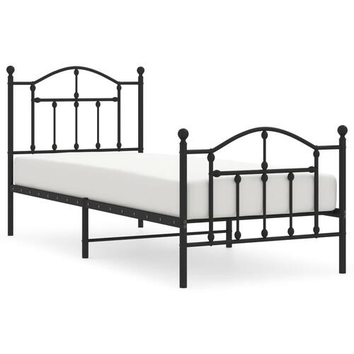 Sengeramme med sengegavl og fodgærde 90x190 cm metal sort