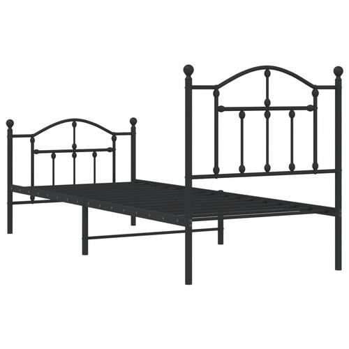 Sengeramme med sengegavl og fodgærde 90x190 cm metal sort