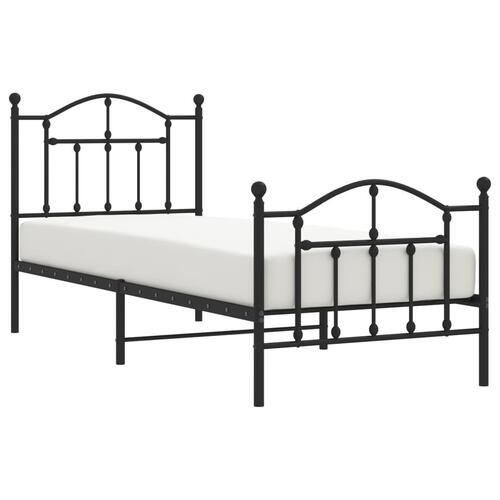 Sengeramme med sengegavl og fodgærde 90x200 cm metal sort