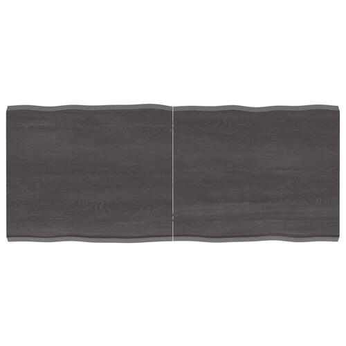 Bordplade 120x50x(2-4) cm naturlig kant behandlet træ mørkebrun