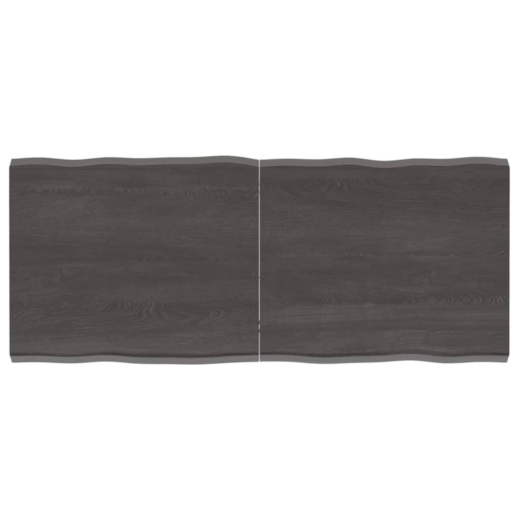 Bordplade 120x50x(2-4) cm naturlig kant behandlet træ mørkebrun