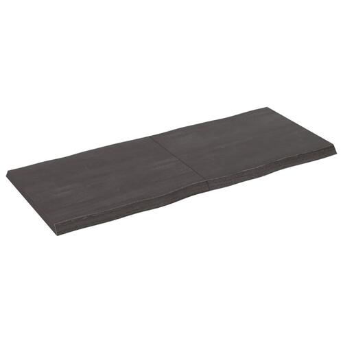 Bordplade 120x50x(2-4) cm naturlig kant behandlet træ mørkebrun