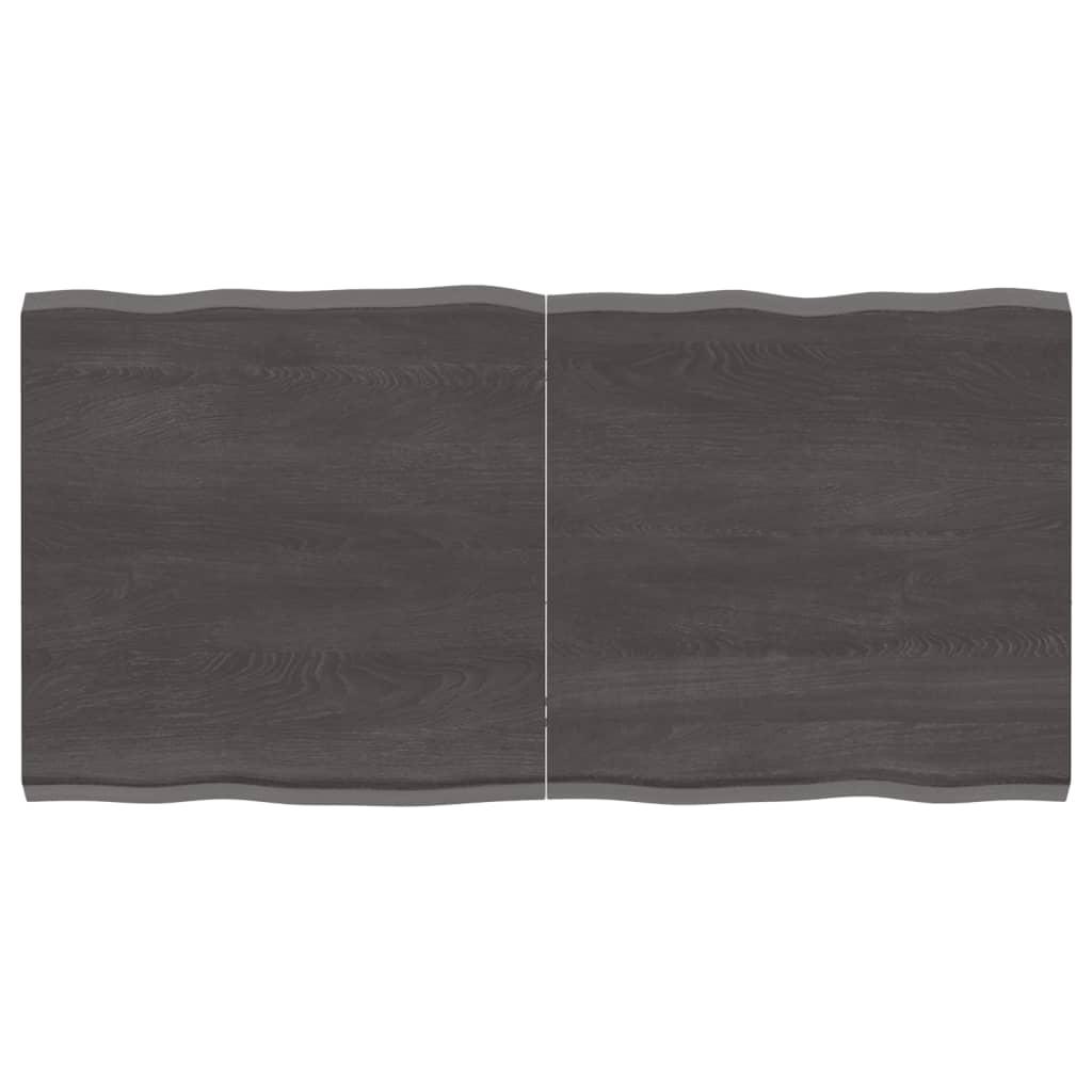 Bordplade 120x60x(2-4) cm naturlig kant behandlet træ mørkebrun billede
