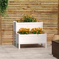 Plantekasse 84,5x84x75 cm massivt fyrretræ hvid