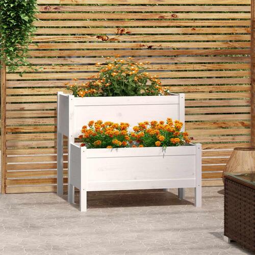 Plantekasse 84,5x84x75 cm massivt fyrretræ hvid