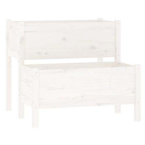 Plantekasse 84,5x84x75 cm massivt fyrretræ hvid