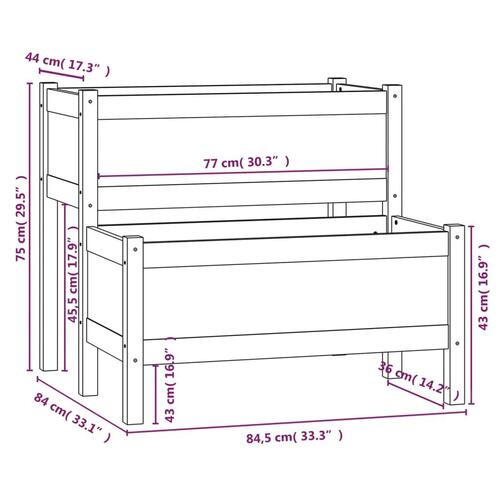 Plantekasse 84,5x84x75 cm massivt fyrretræ hvid