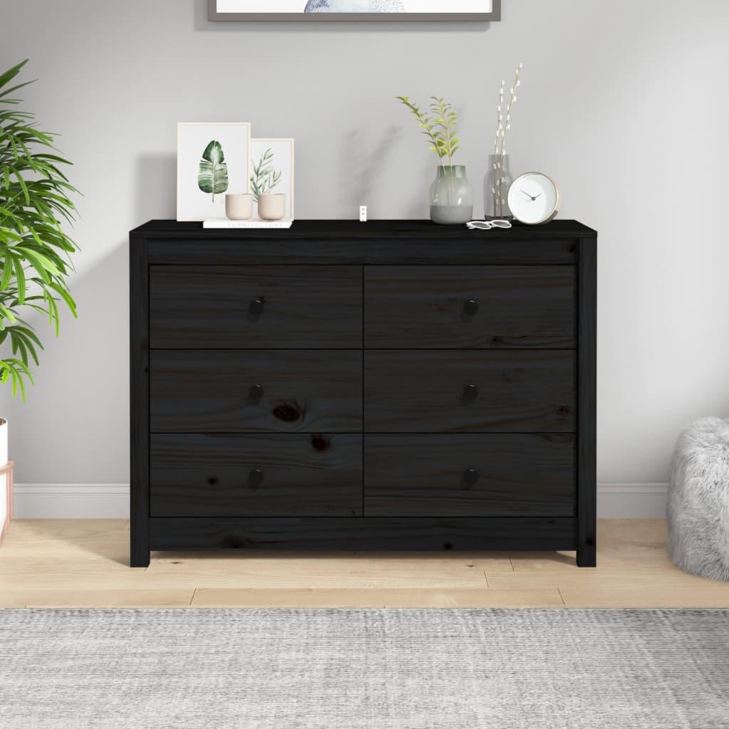 Kommode 100x40x72 cm massivt fyrretræ sort