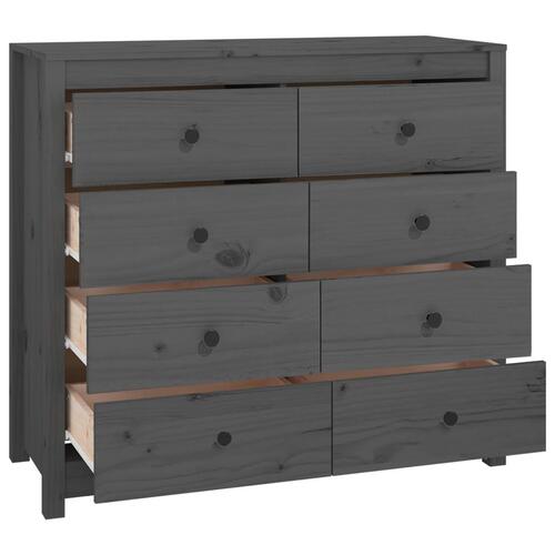 Kommode 100x40x90 cm massivt fyrretræ grå