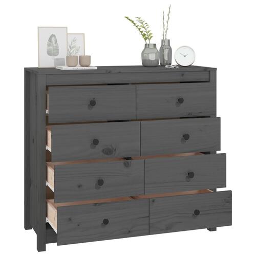 Kommode 100x40x90 cm massivt fyrretræ grå