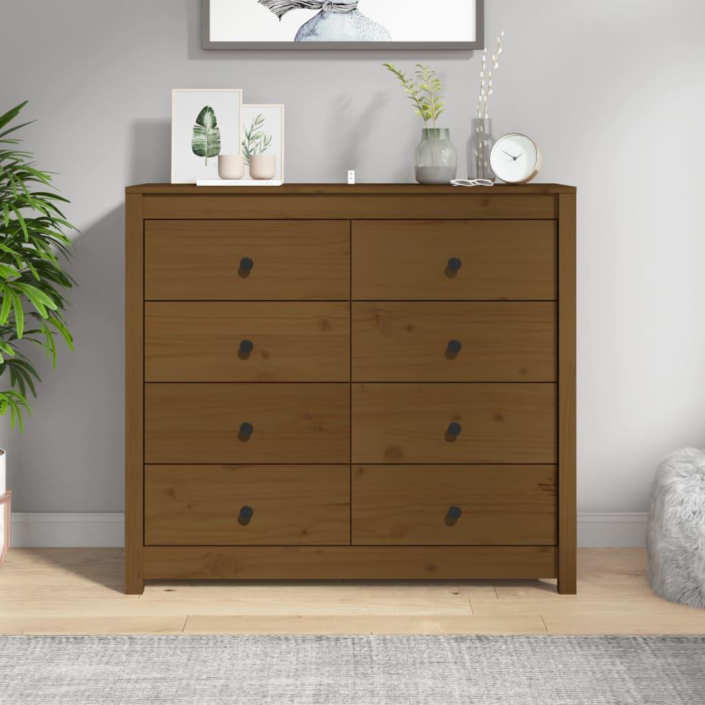 Kommode 100x40x90 cm massivt fyrretræ gyldenbrun