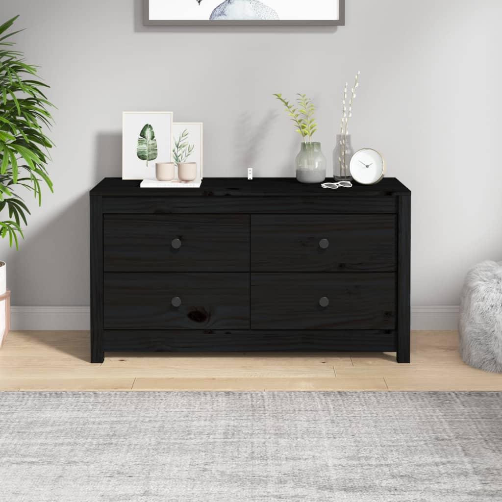 Kommode 100x40x54 cm massivt fyrretræ sort