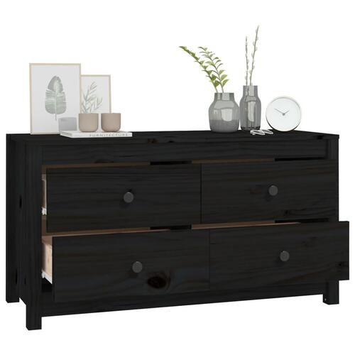 Kommode 100x40x54 cm massivt fyrretræ sort