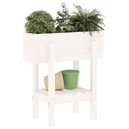 Plantekasse 62x30x69 cm massivt fyrretræ hvid