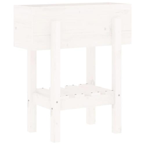 Plantekasse 62x30x69 cm massivt fyrretræ hvid