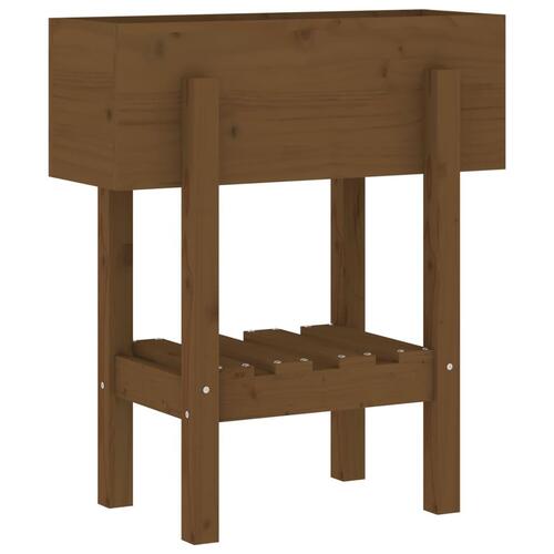 Plantekasse 62x30x69 cm massivt fyrretræ gyldenbrun