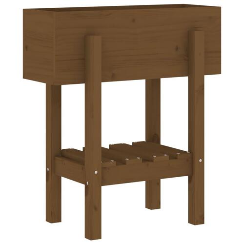 Plantekasse 62x30x69 cm massivt fyrretræ gyldenbrun