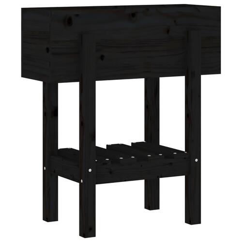 Plantekasse 62x30x69 cm massivt fyrretræ sort