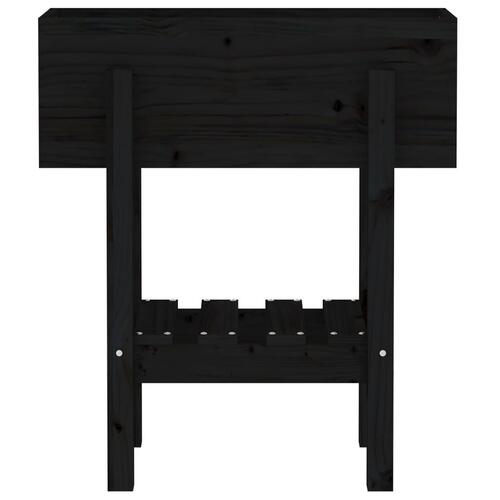 Plantekasse 62x30x69 cm massivt fyrretræ sort