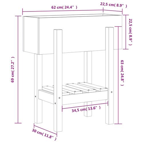 Plantekasse 62x30x69 cm massivt fyrretræ sort