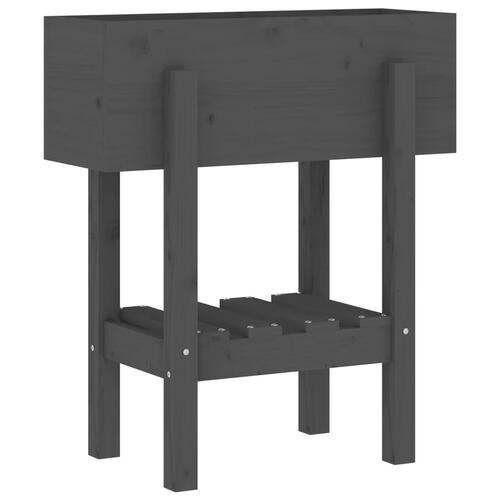 Plantekasse 62x30x69 cm massivt fyrretræ grå