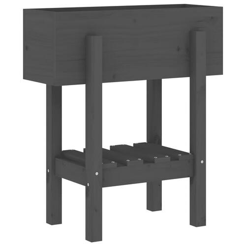 Plantekasse 62x30x69 cm massivt fyrretræ grå