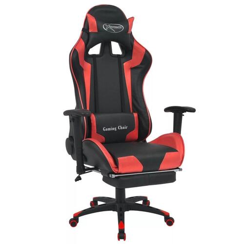 Gamerstol med lænefunktion og fodstøtte rød
