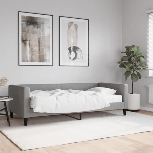 Daybed med madras 90x200 cm stof lysegrå
